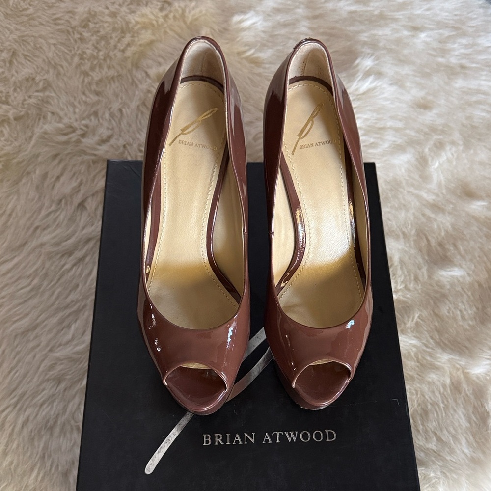 Brian Atwood Glossy Brown Platform Heels - Picture 4 of 12